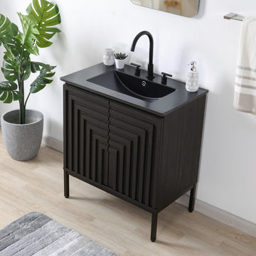 Rowan Geometric Modern Transitional 2-Shelf Bath Vanity Cabinet Only (Sink Basin Not Included)